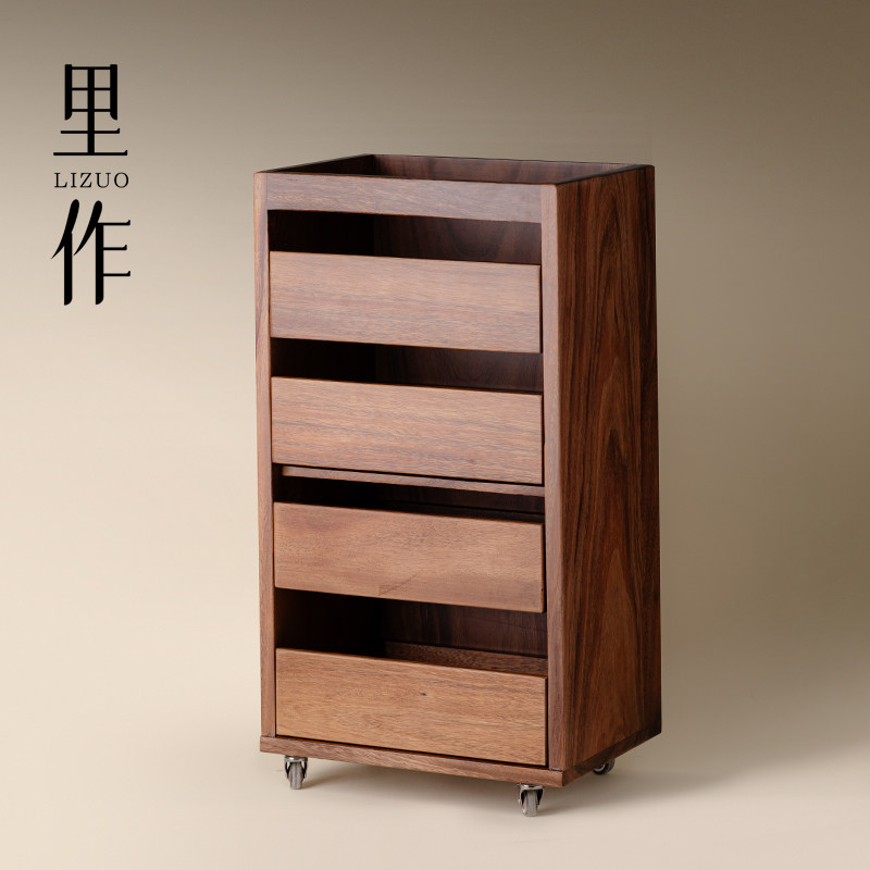 里作 黑胡桃桌边柜子可移动沙发餐边柜茶具收纳柜边新中式牙科柜