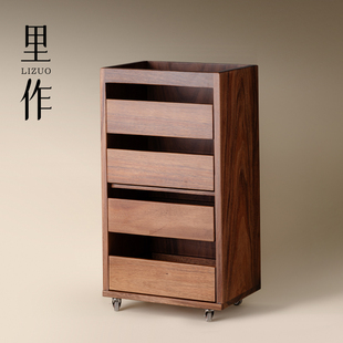 里作 黑胡桃桌边柜子可移动沙发餐边柜茶具收纳柜边新中式牙科柜