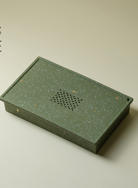 里作 中国传统色绿色茶盘新中式家用储水式陶瓷干泡盘家用小茶台