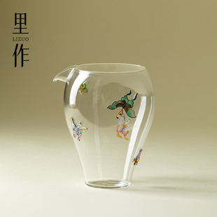 里作掐丝珐琅彩玻璃公道杯高颜值景泰蓝茶海高硼硅透明分茶器茶具