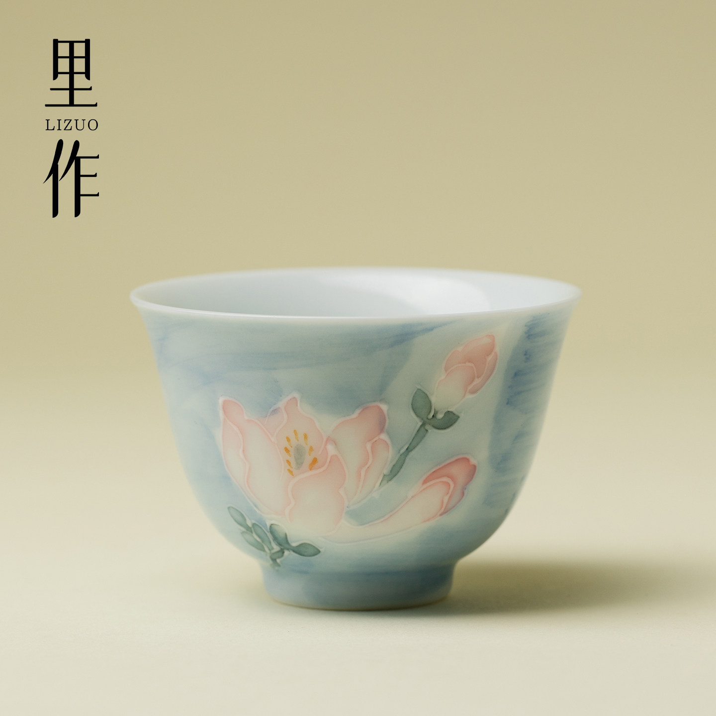 里作纯手绘有田烧雾漫玉兰茶杯家用创意手工主人杯功夫茶具品茗杯