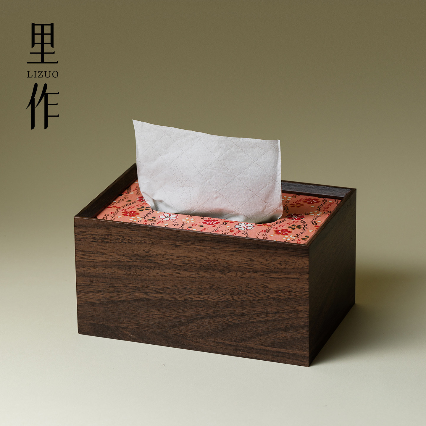 里作 胡桃木碎花纸巾盒家用茶桌餐桌抽纸盒轻奢酒店办公室纸抽盒图片