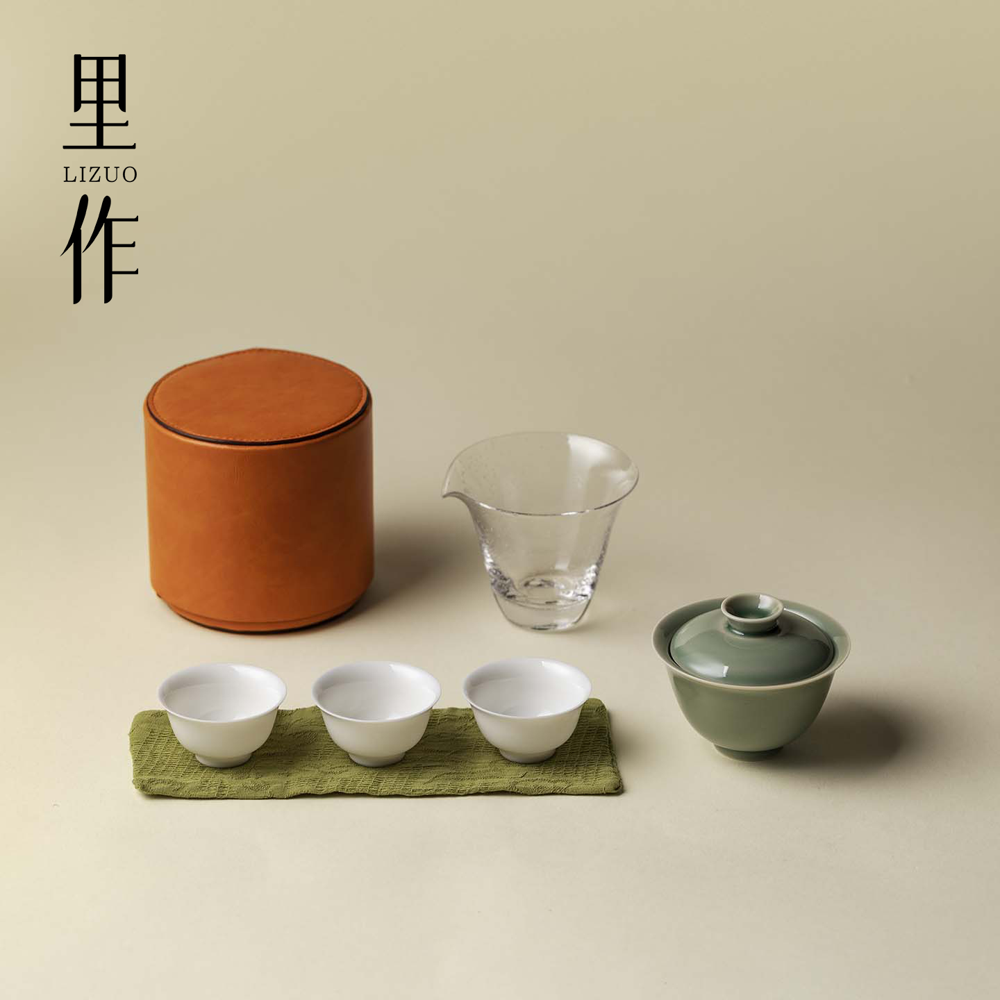 里作越窑青瓷旅行茶具套装便携快客杯户外露营茶杯茶具套装礼盒装