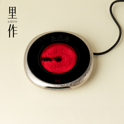 里作小坐亮银电陶炉手工煮茶炉圆形加热炉中式高端创意茶具暖茶炉