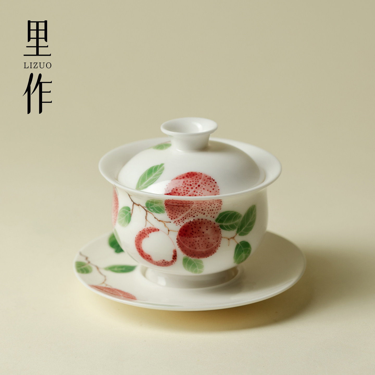 里作 长安的荔枝三才盖碗创意手绘薄胎不烫手泡茶碗高端功夫茶具