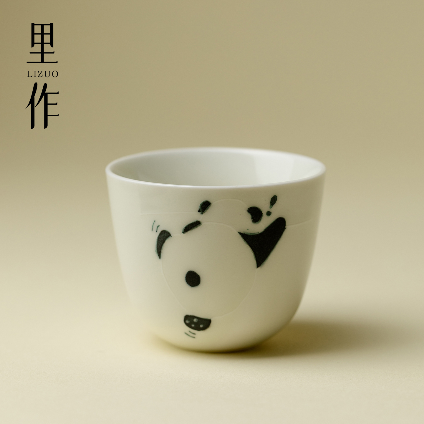里作手绘熊猫主人杯景德镇陶瓷精致手工茶杯品茗杯个人专用喝茶杯