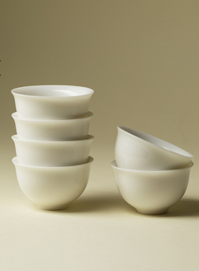 里作 羊脂玉瓷品茗杯家用功夫茶具高颜值茶杯个人专用精致主人杯