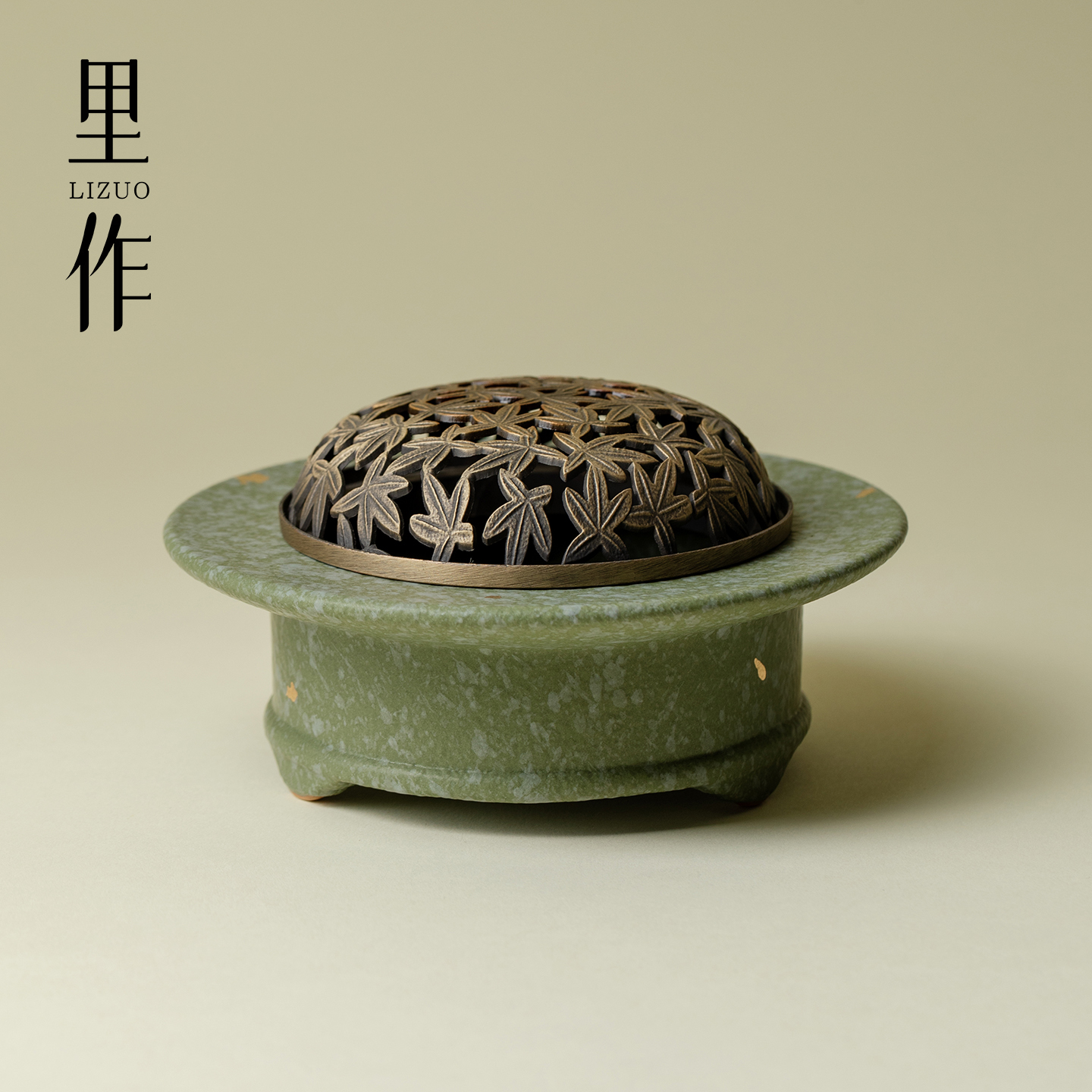 里作 陶瓷香炉檀香沉香打篆香薰炉中国传统色绿色茶道配件盘香炉