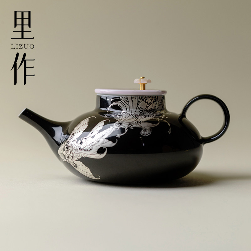 里作 宫廷风错金银彩茶壶高颜值功夫茶具泡茶器带球孔过滤单个壶