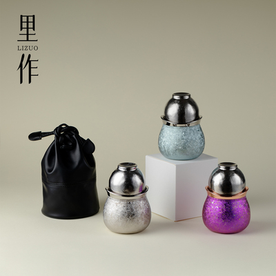里作 高颜值纯钛旅行茶具套装便携式户外露营泡茶壶茶杯一壶二杯