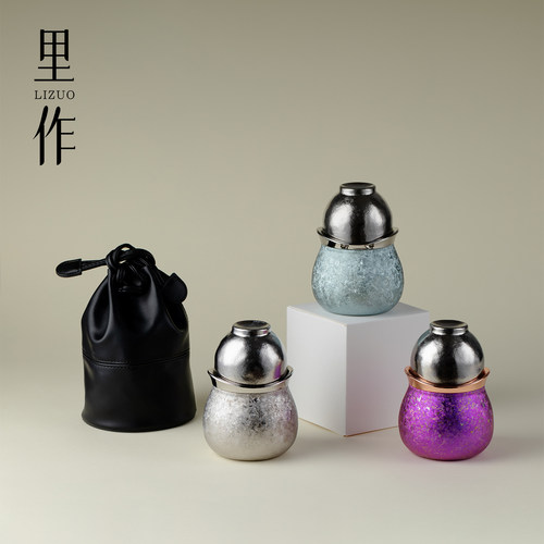里作 高颜值纯钛旅行茶具套装便携式户外露营泡茶壶茶杯一壶二杯