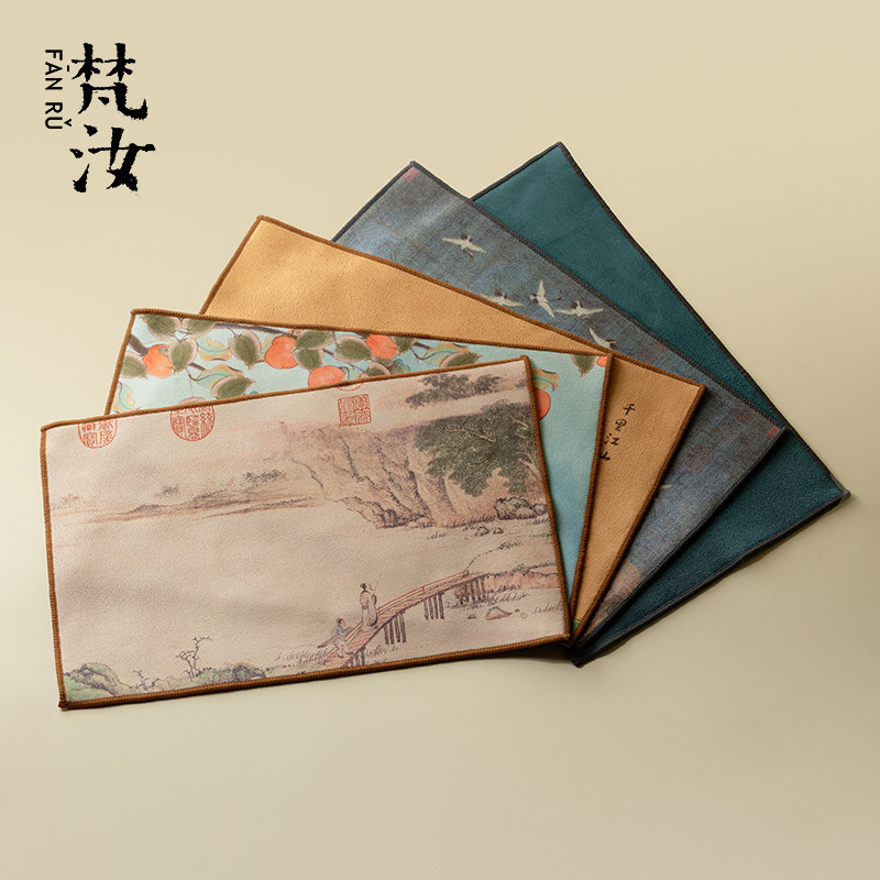 里作 高档吸水茶巾家用茶道配件禅艺养壶巾新中式禅意洁巾茶桌布