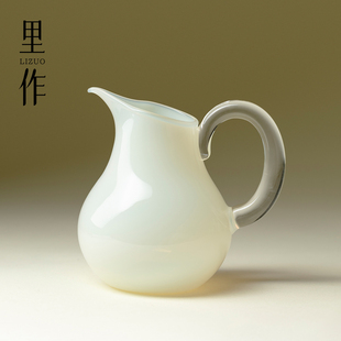 里作 冰玉玻璃带把不烫手公道杯日式手作原创茶海高硼硅耐热茶海