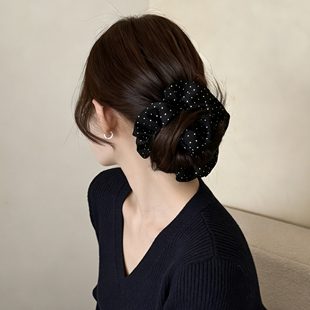 黑白波点巨好看大肠发圈女高级感洋气时尚扎马尾高弹力头花头绳