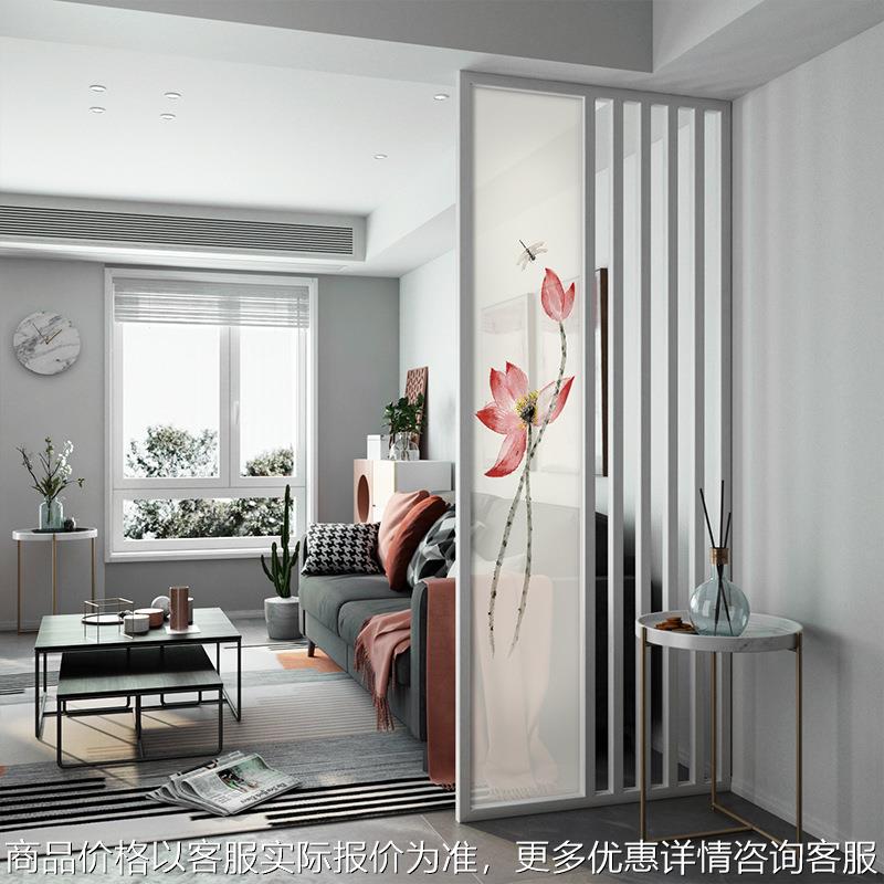 新中式现代简约屏风隔断客厅实木玄关镂空入户客厅木格栅屏风隔断