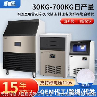跨境供应商用海鲜市场雪花制冰机 全自动一体式雪花颗粒碎冰机器