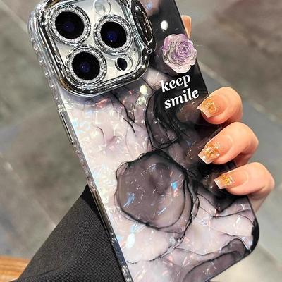 适用苹果手机壳晕染立体山茶花