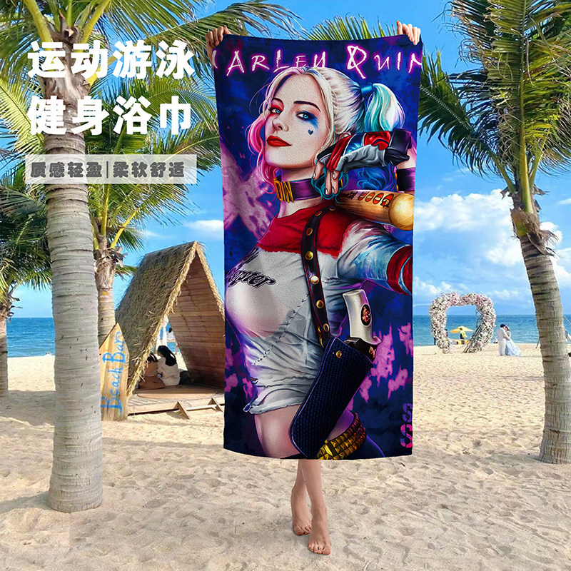 卡通动漫大毛巾浴巾海边游泳浴巾沙滩巾吸水速干健身运动擦汗毛巾
