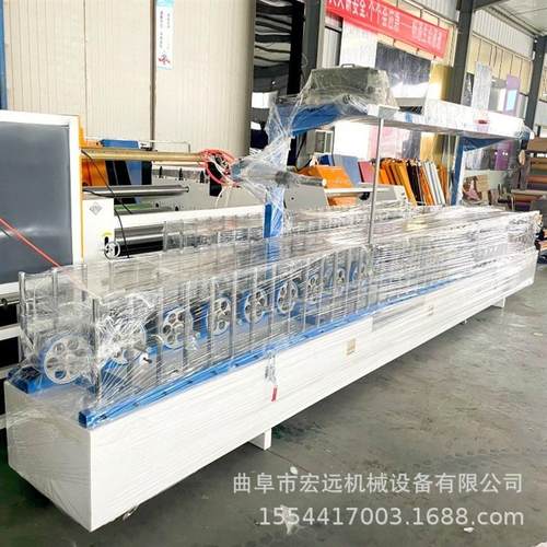 全自动数控刮胶竹木纤维板碳晶板包覆机 自动包边 木格栅板包覆机