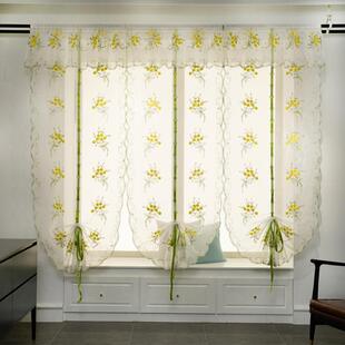 客厅阳台纱帘罗马帘免打孔厨房扇形帘装饰隔断帘气球帘提拉帘窗帘