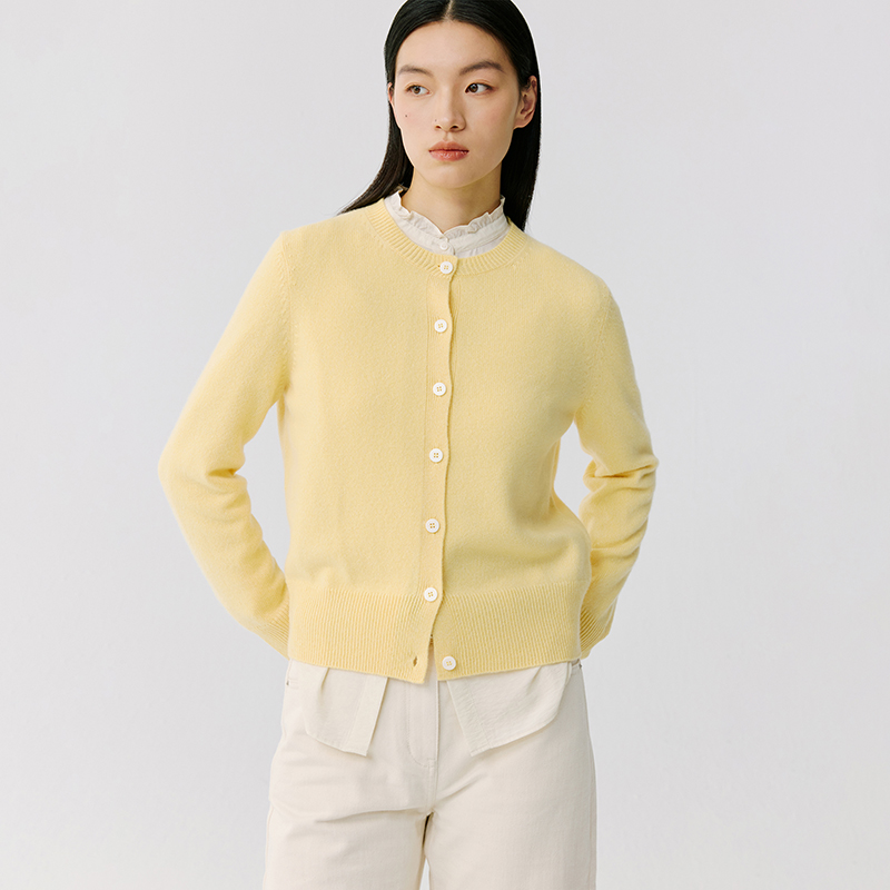 东黎花纱圆领短款开衫外套