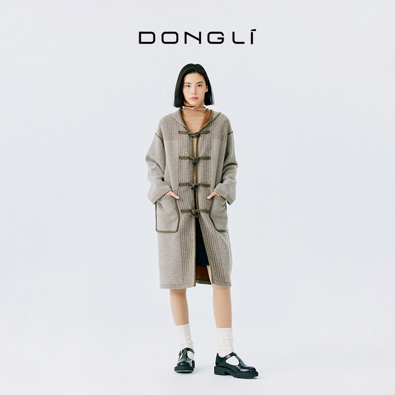 东黎 100%山羊绒 女士秋冬季针织重磅宽松复古连帽中长款大衣外套,女装/女士精品,羊绒大衣,淘宝优惠券,粉丝福利购,淘宝优惠卷