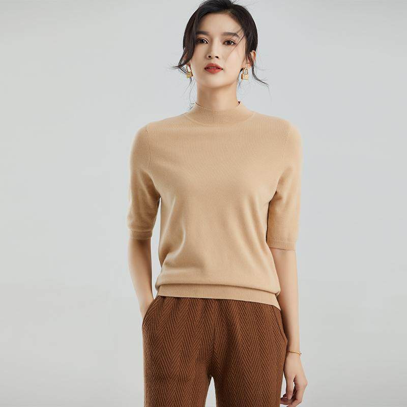 东黎 100%小山羊绒 女士春秋季针织半高领套头羊绒衫打底百搭半袖,女装/女士精品,羊绒衫,淘宝优惠券,粉丝福利购,淘宝优惠卷