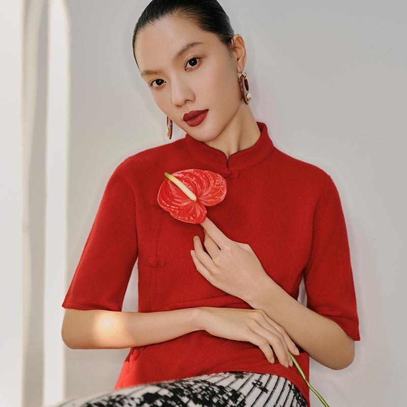 东黎100%纯山羊绒新中式显瘦开衫