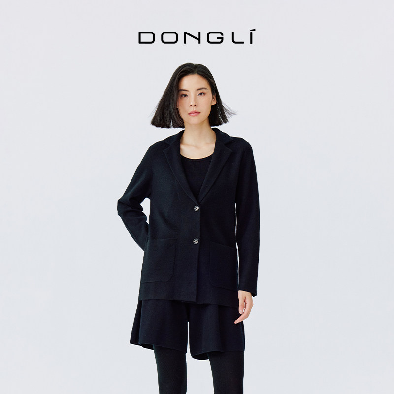 东黎 山羊绒 精纺纯绒女士春夏翻领轻薄休闲百搭显瘦西服外套4211