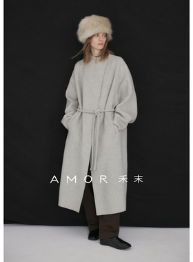 AMOR禾末“浅冬叙事” 山羊绒澳洲美利奴羊毛廓形双面呢系带大衣
