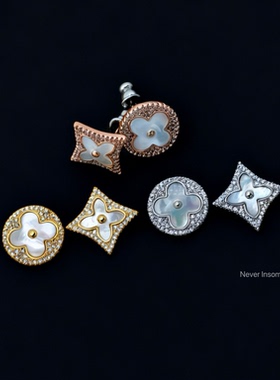 Never Insomnia原创.V-leaf耳钉.S925银针