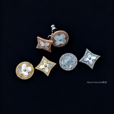 Never Insomnia原创.V-leaf耳钉.S925银针