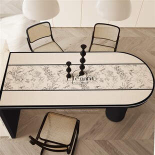 时影之栖弧形半圆岛台餐桌垫防水防油椭圆形桌布可擦洗半圆桌垫
