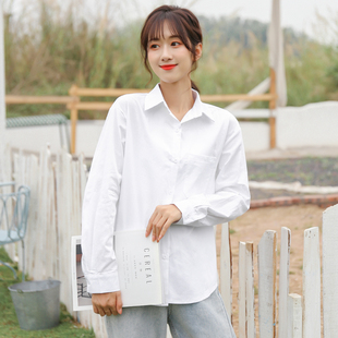 2021秋冬jk白色衬衫女宽松职业纯棉正装衬衣长袖工装小众休闲上衣