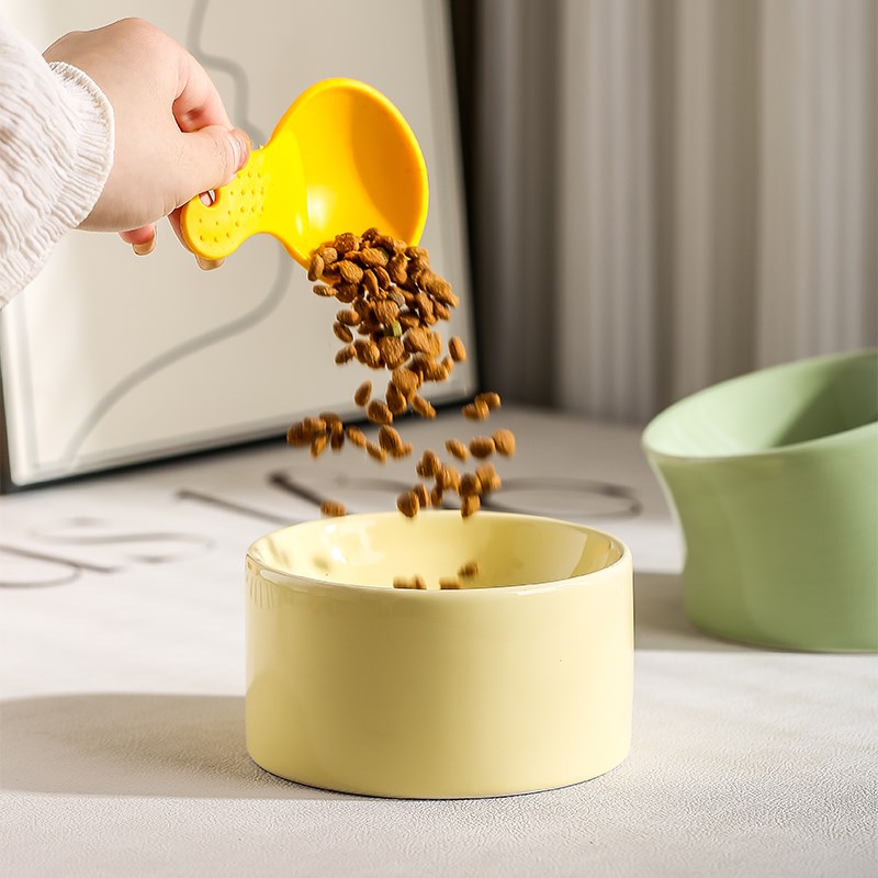 猫碗陶瓷猫粮碗猫咪饭碗大口径斜口碗水碗狗碗食盆防打翻宠物用品