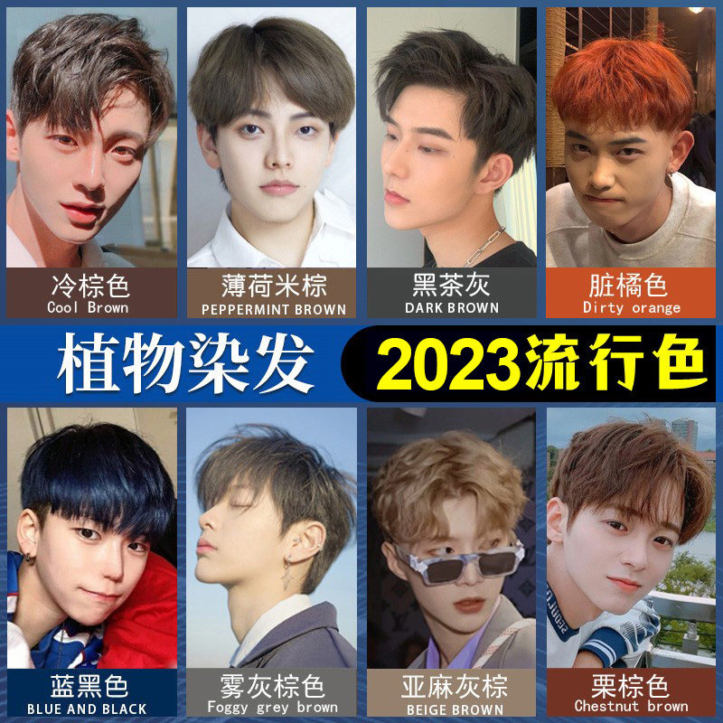 染发剂2023流行色显白蓝黑粉棕奶茶棕紫色纯自己在家染发膏女植物