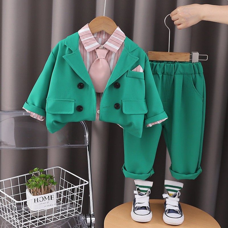 儿童西装套装男童周岁礼服男宝宝花童小西装婴儿春秋季三件套潮款