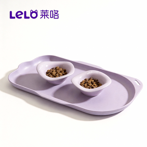 马卡龙紫色陶瓷猫碗加厚防摔防黑下巴食品用可爱高颜值