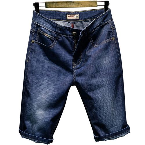 男士牛仔短裤男直筒修身五分裤马裤夏季薄款宽松大码夏天5分中裤