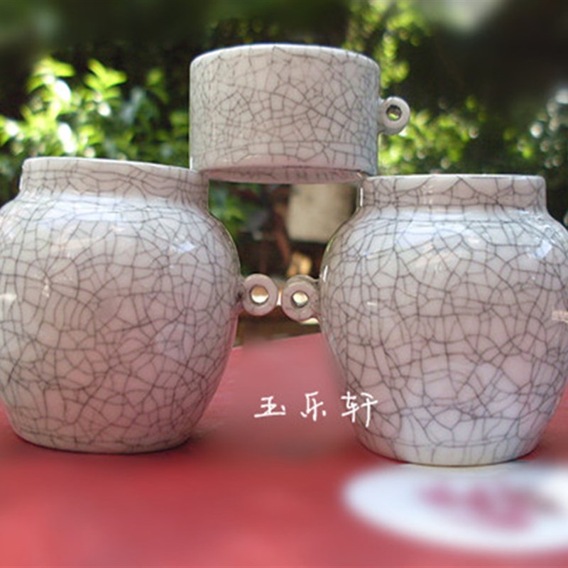 玉乐轩画眉鸟食罐 仿古开片纹陶瓷鸟碗鸟缸 宠物用品喂食器 特惠