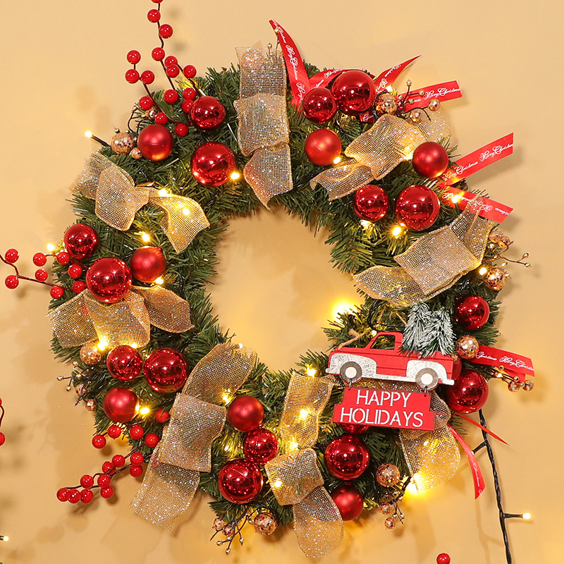 2023新款圣诞节装饰品花环门挂花圈场景布置圣诞树圈挂饰挂件门饰