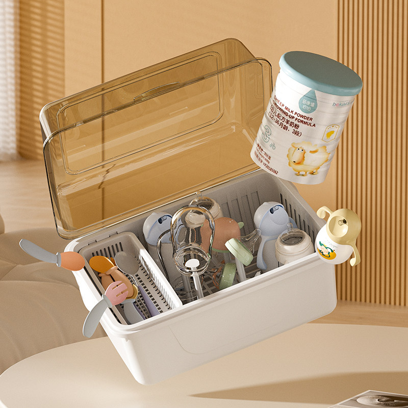 放宝宝奶瓶收纳箱沥水架子带盖防尘婴儿辅食工具餐具碗筷收纳盒柜,婴童用品,奶瓶储存盒/奶瓶盒,淘宝优惠券,粉丝福利购,淘宝优惠卷