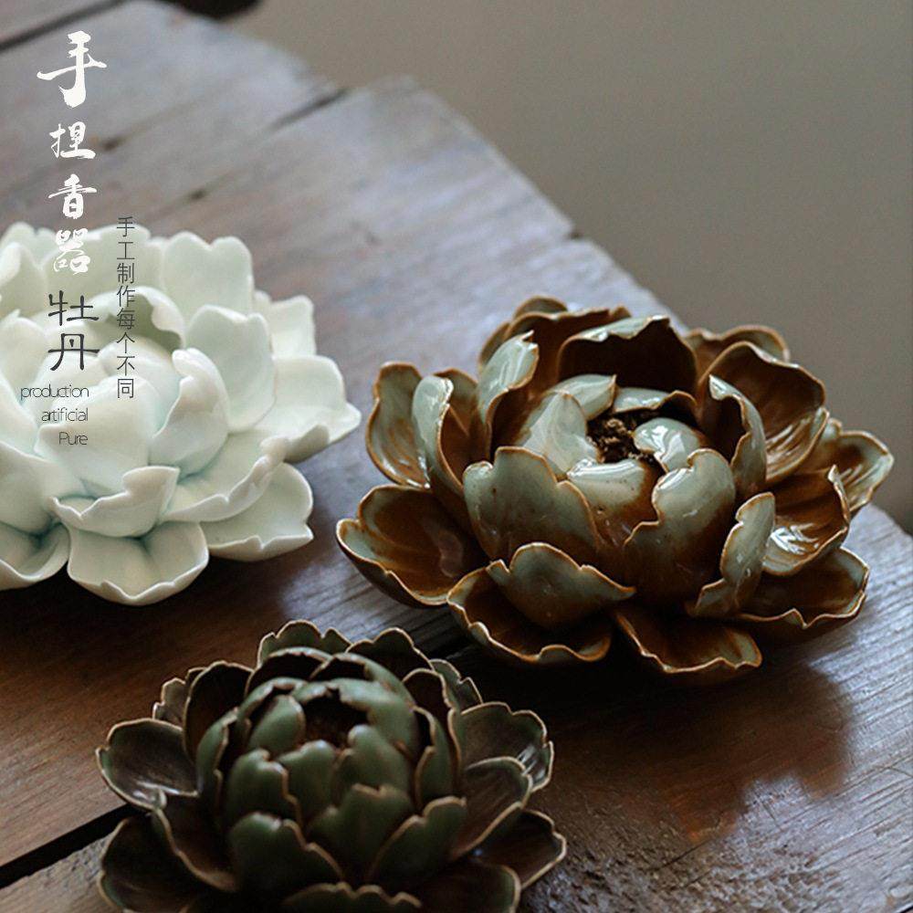 陶瓷莲花香插创意香薰炉家用室内沉香香盘手工荷花线香摆件熏香炉,家居饰品,香薰炉,淘宝优惠券,粉丝福利购,淘宝优惠卷