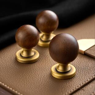 屿铜中古风黄铜圆球拉手衣柜门抽屉整体橱柜门轻奢具高端实木柜门