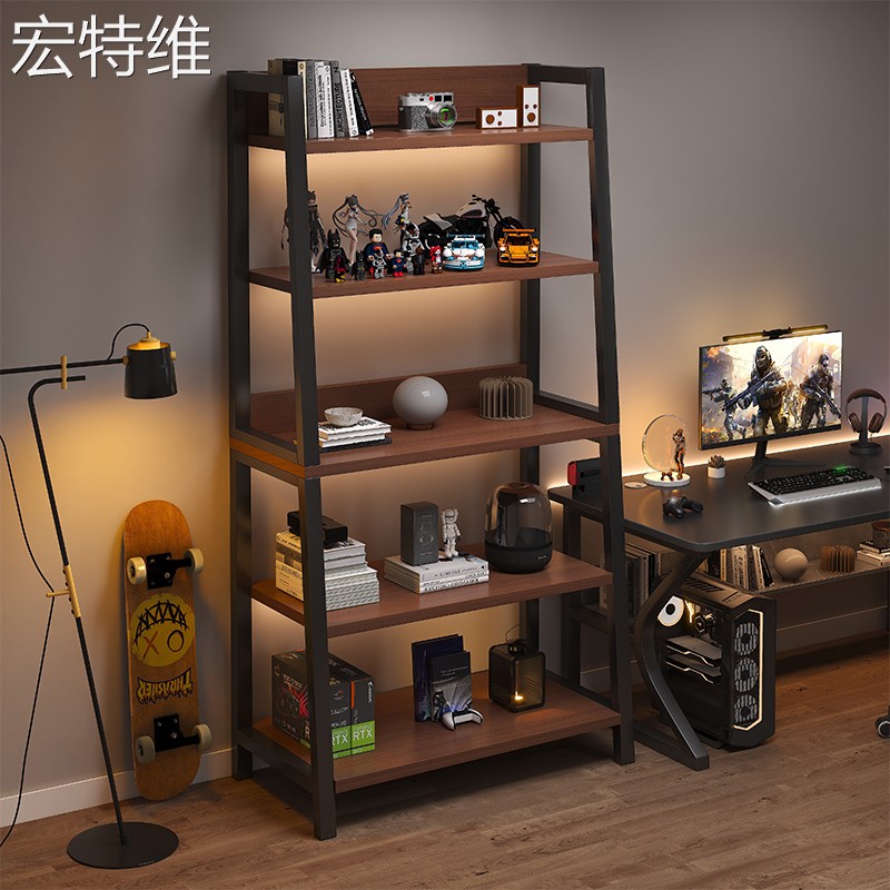 梯形置物架落地柜子储物柜多层收纳铁艺书架电竞风货架手办展示架