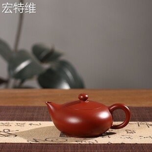 宏特维全手工大红袍凤雏壶潮州手拉壶三杯冲茶罐茶壶工夫紫砂泡茶壶朱泥摆件饰品