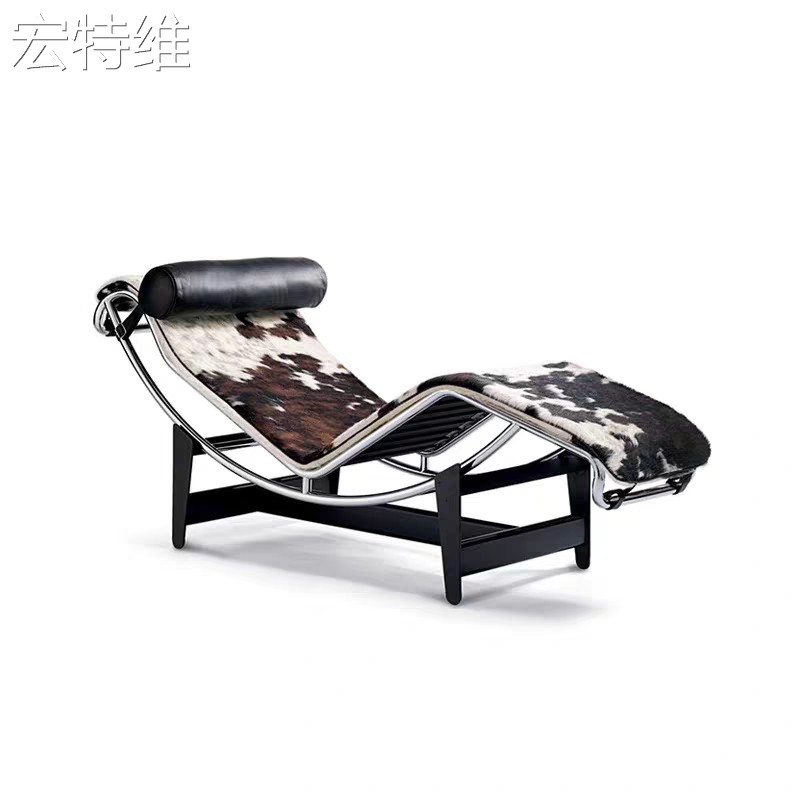 现代简约黑色单人躺椅午睡阳台家用轻奢设计师LC4柯布西耶沙发