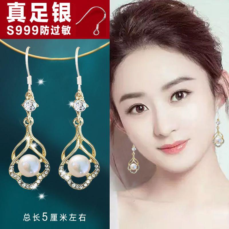 珍珠镶钻短款防过敏耳环