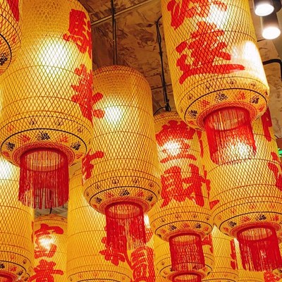 油纸竹编灯罩/油纸灯笼/吊灯/中式仿古宫灯/酒店茶楼客栈古镇灯具