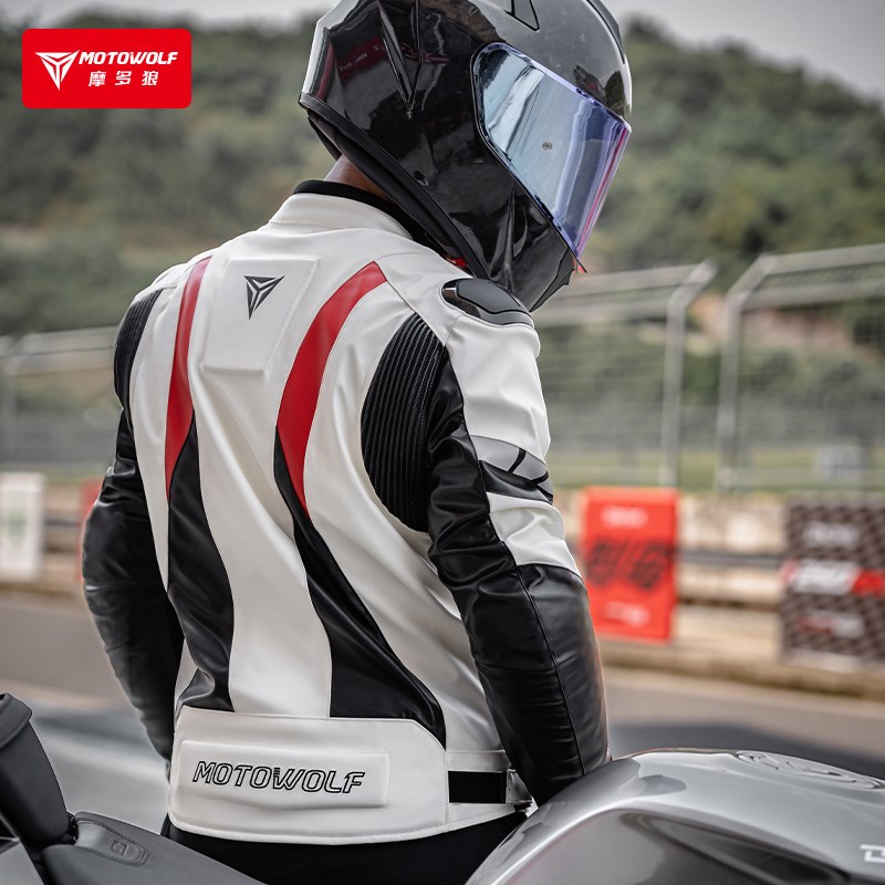摩多狼摩托车骑行服男款皮衣CE防摔保暖防风骑士机车赛车服皮夹克